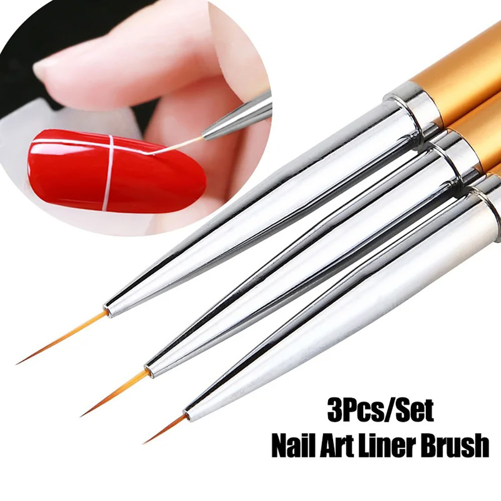 Detailing Brush Set - 3종 골드 네일 아트 스트라이핑 브러쉬